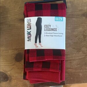 Muk Luks Red and Black Checkered Leggings